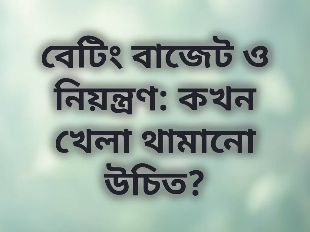 বেটিং বাজেট ও নিয়ন্ত্রণ